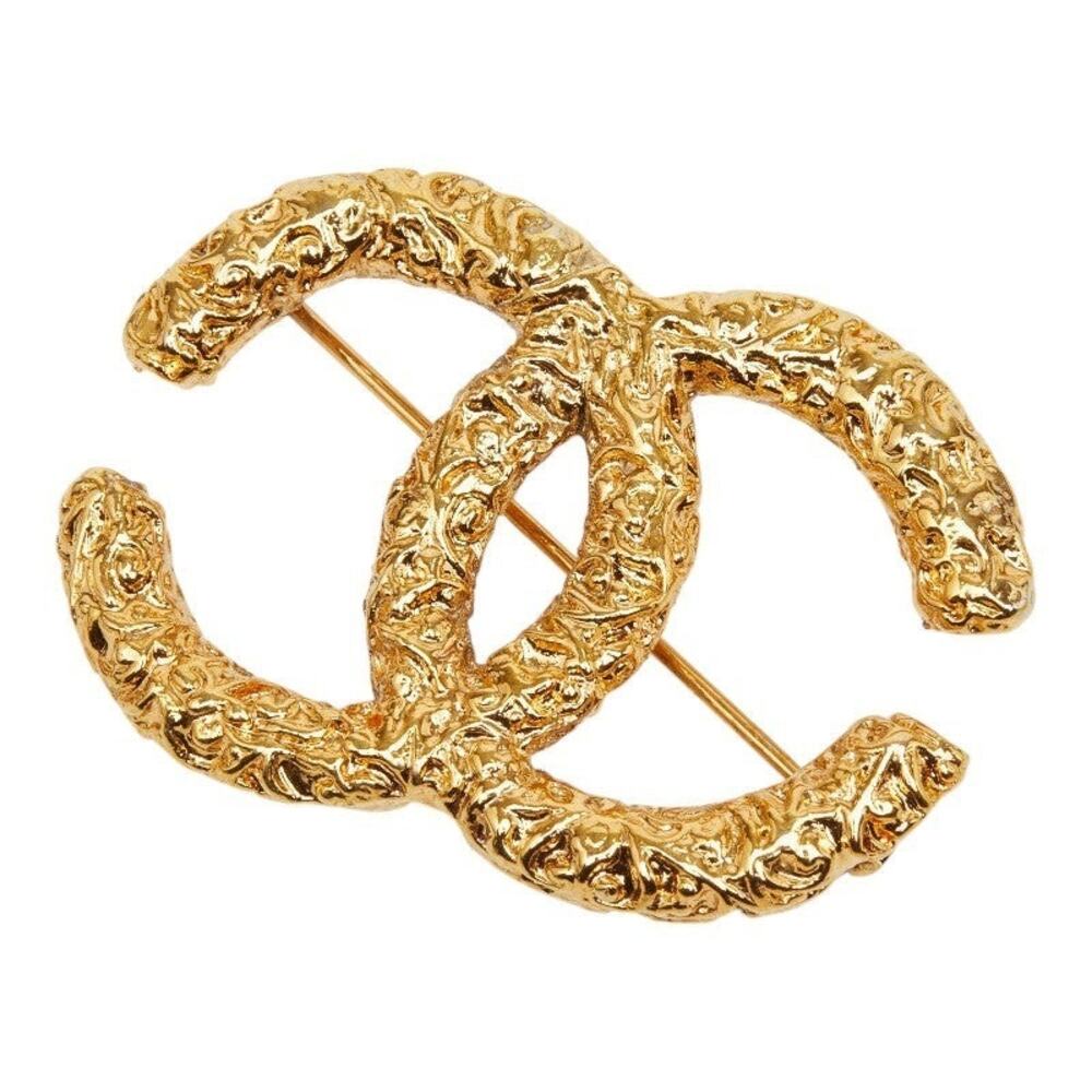 Chanel CC Logo Logo Gold Plated Brooch